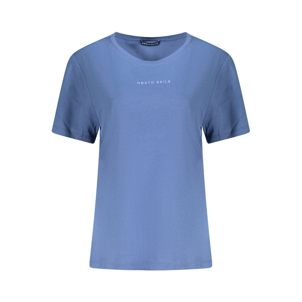 North Sails Blue Cotton Women T-Shirt with wide neck and embossed logo