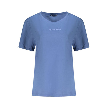 North Sails Blue Cotton Women T-Shirt with wide neck and embossed logo