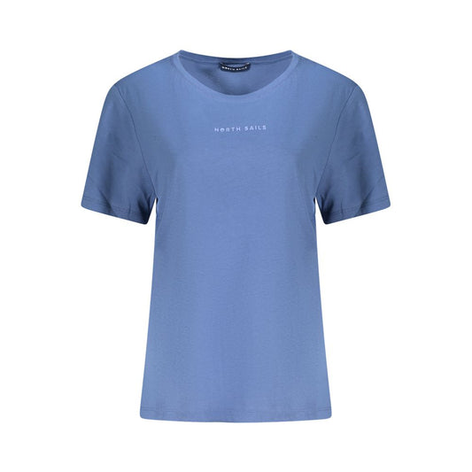 North Sails Blue Cotton Women T-Shirt with wide neck and embossed logo
