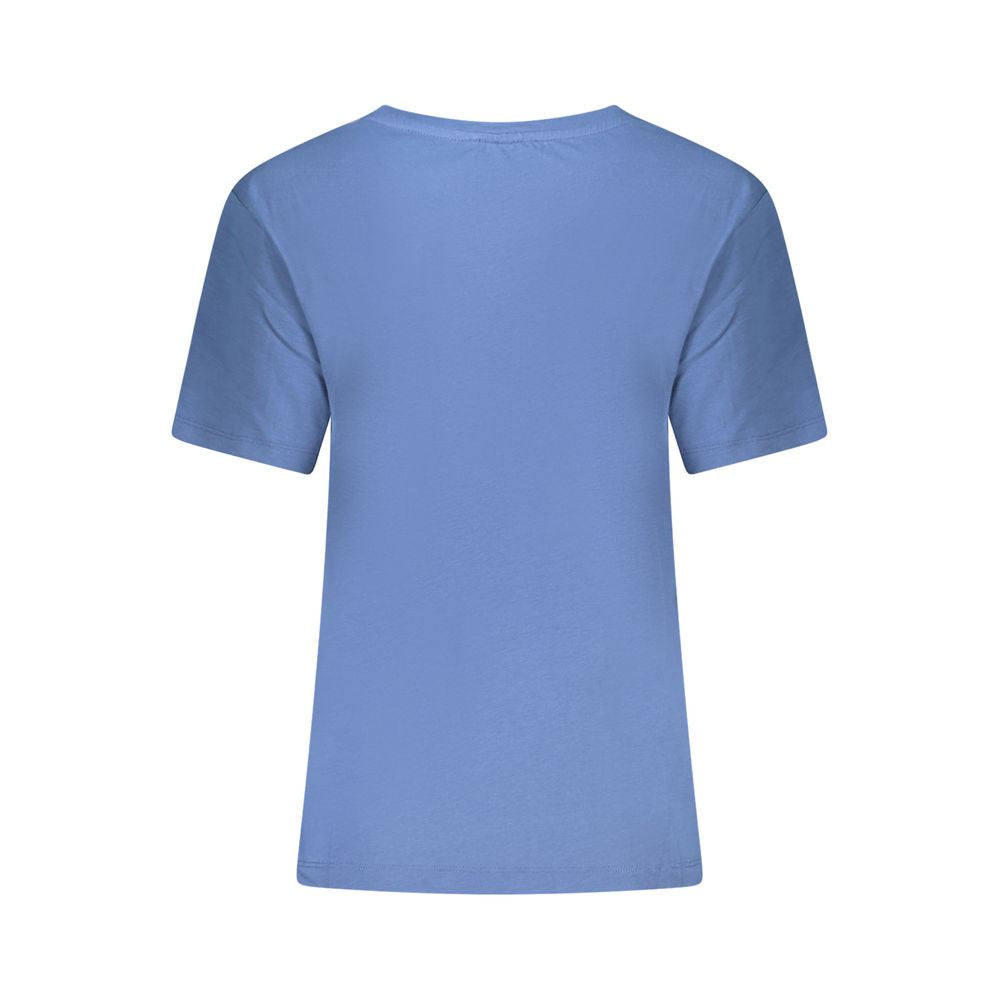 Back view of North Sails Blue Cotton Women T-Shirt showcasing wide neck and high-quality fabric.