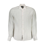 La Martina White Linen Men Shirt LA-13430-S