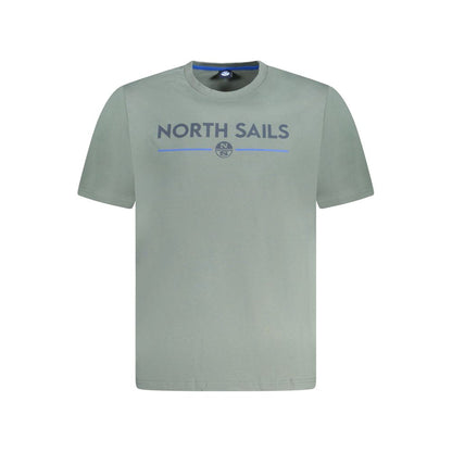North Sails Green Cotton Men T-Shirt with logo and print on crew-neck design.