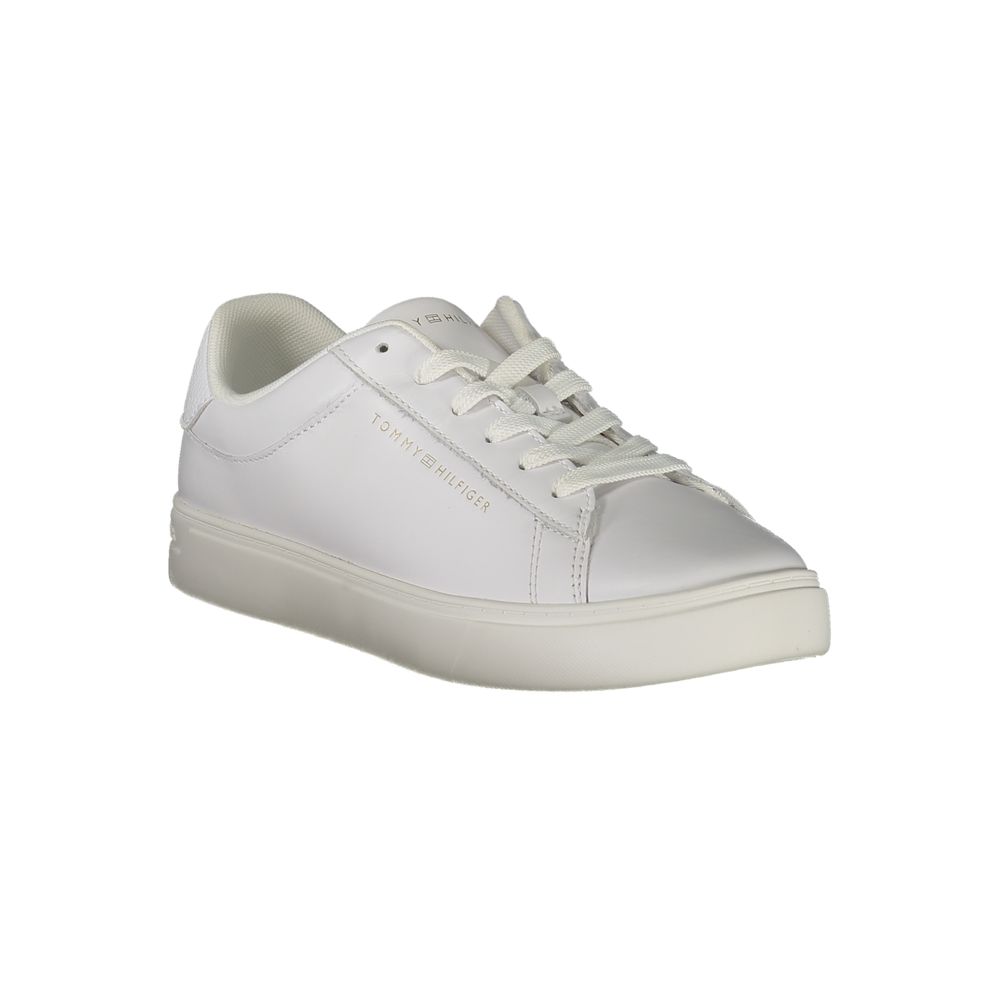 Tommy Hilfiger White Polyethylene Women Sneaker with lace-up design, blending sporty and chic style in premium materials.