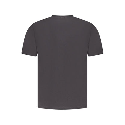 North Sails Black Cotton Men T-Shirt showcasing back view with short sleeves, perfect for an adventurous casual look.