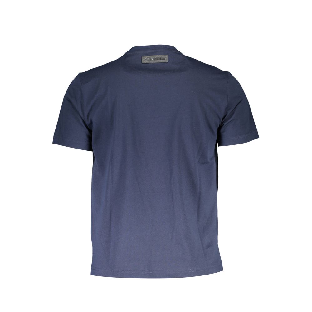 Back view of Plein Sport Blue Cotton Men T-Shirt with short sleeves