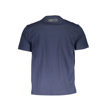 Back view of Plein Sport Blue Cotton Men T-Shirt with short sleeves