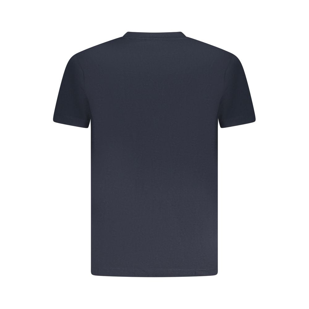 Back view of Armata Di Mare Blue Cotton Men T-Shirt showcasing short sleeves and crew neck style.