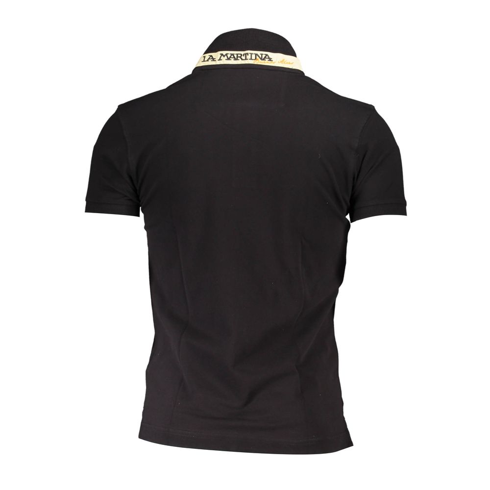 La Martina Black Cotton Polo Shirt