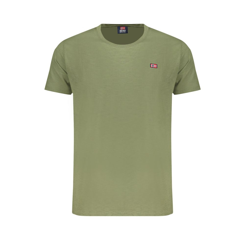 Norway 1963 Green Cotton T-Shirt with short sleeves and crew neck featuring a logo application