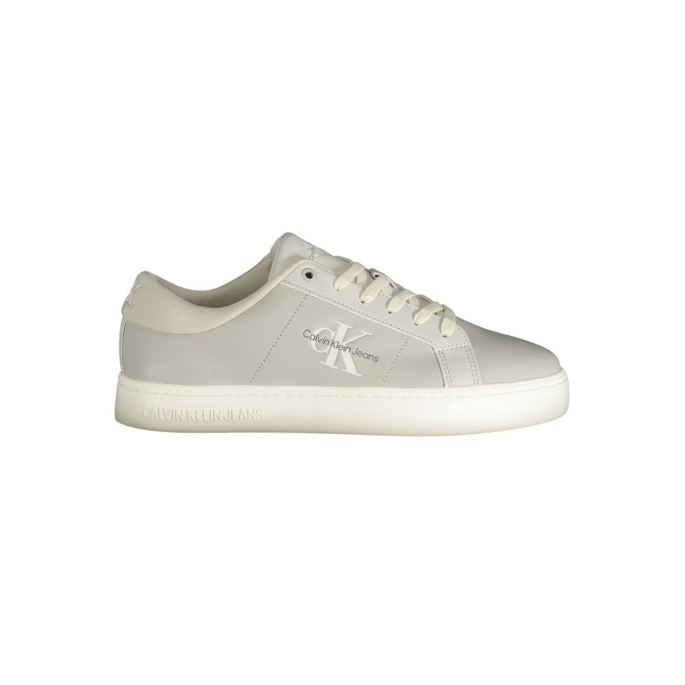 Calvin Klein Brown Leather Men Sneaker with contrasting details and logo, exuding modern elegance and sporty appeal.