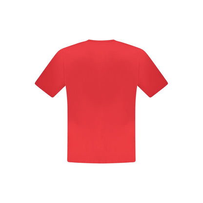 Back view of North Sails Red Cotton Men T-Shirt, vibrant red crew neck tee with North Sails logo, made from 100% cotton for comfort.