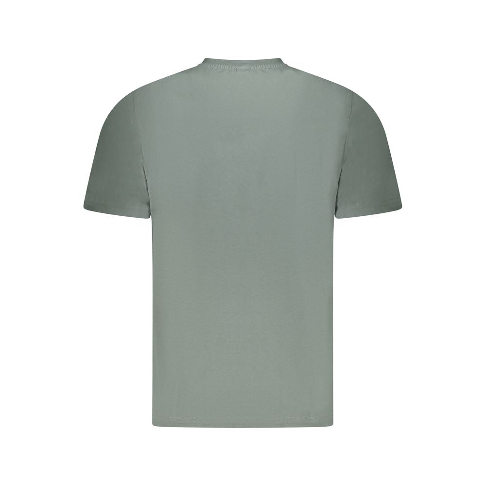 Back view of North Sails Green Cotton Men T-Shirt in vibrant green, showcasing short sleeves and crew-neck design.
