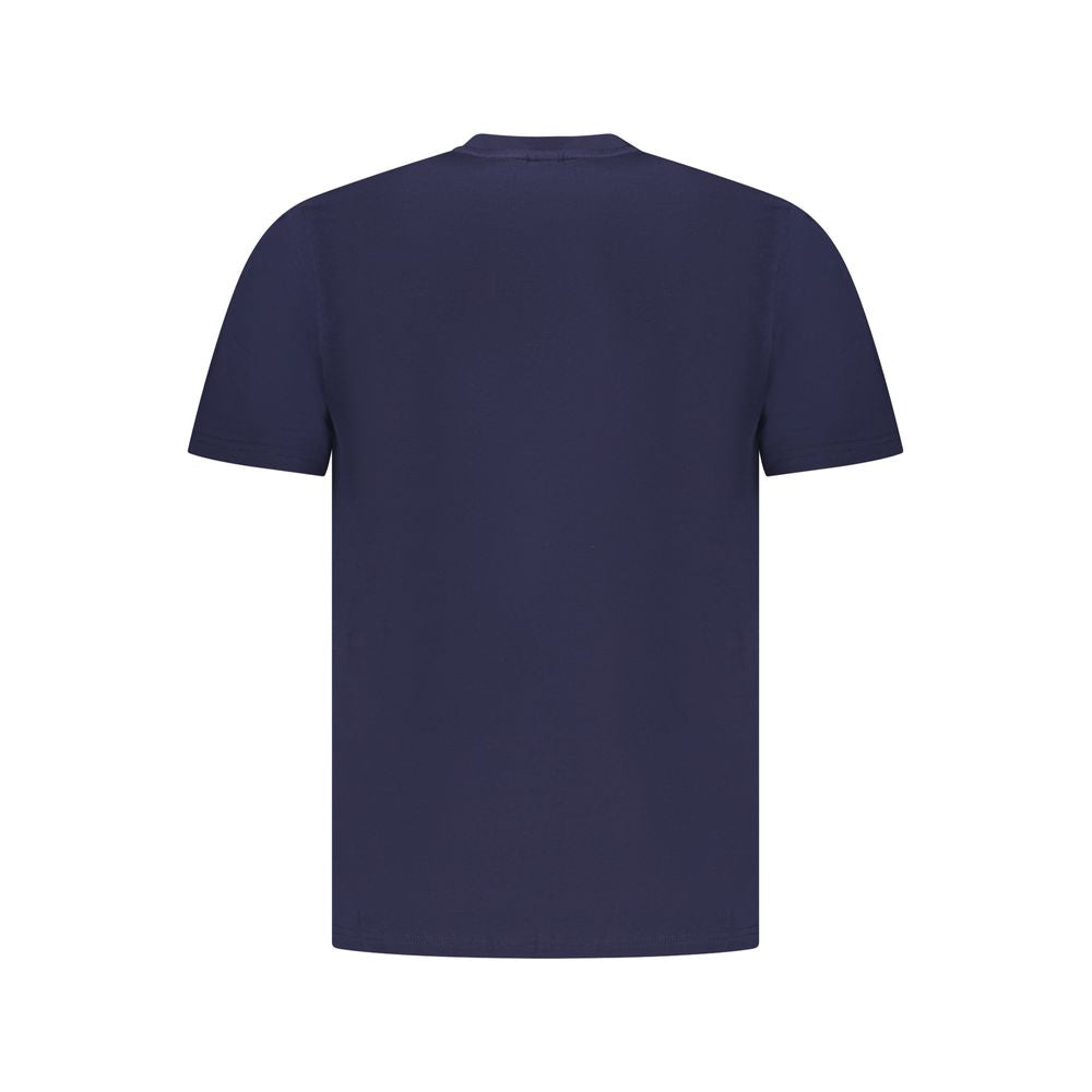 Back view of North Sails Blue Cotton Men T-Shirt, showcasing simple, elegant design in a vivid navy color.