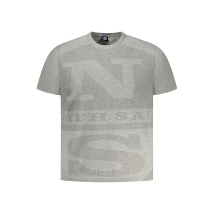 North Sails Brown Cotton Men T-Shirt with crew neck and logo print, showcasing classic style and elegance.