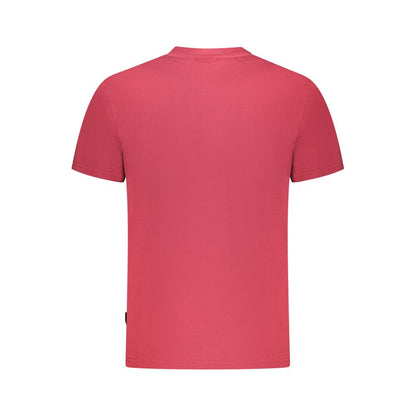 Back view of Napapijri Red Cotton Men T-Shirt highlighting casual elegance.