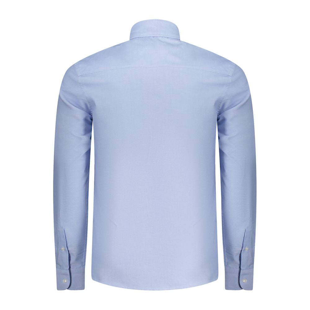 Back view of North Sails Light Blue Cotton Men Shirt with long sleeves and button-down collar.