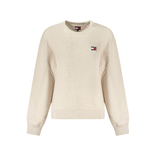 Tommy Hilfiger Beige Cotton Women Sweater with iconic embroidery and crew neck design