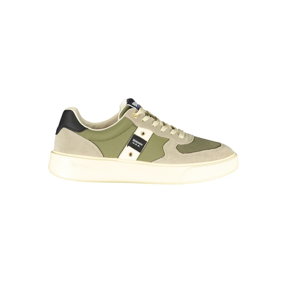 Blauer Green Leather Men Sneaker with bold green design, durable material, and iconic Blauer logo on white sole.