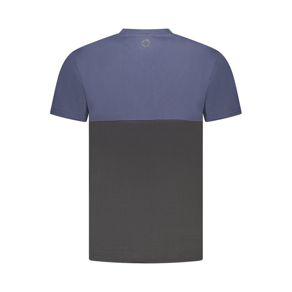 Trussardi Blue Cotton Men T-Shirt, two-tone back view, short sleeve, crew neck, stylish and modern design, contrasting details.