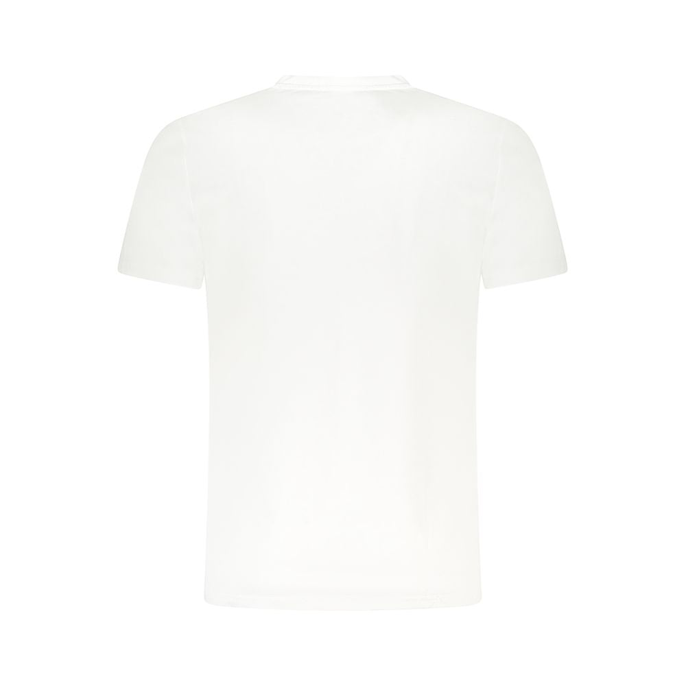 Back view of Cavalli Class White Cotton Men T-Shirt showcasing premium cotton material.