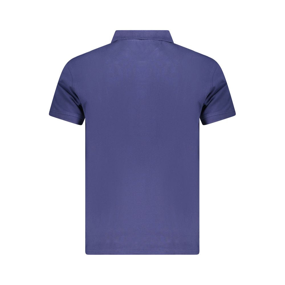 Alt Tag: Back view of Cavalli Class Blue Cotton Men Polo Shirt showcasing sleek design.