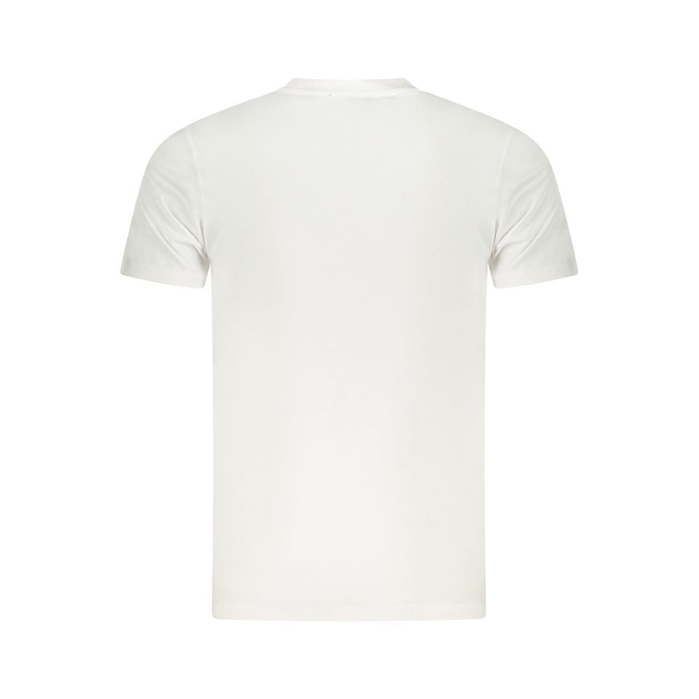Back view of Cavalli Class White Cotton Mens TShirt showcasing soft fabric and refined style.
