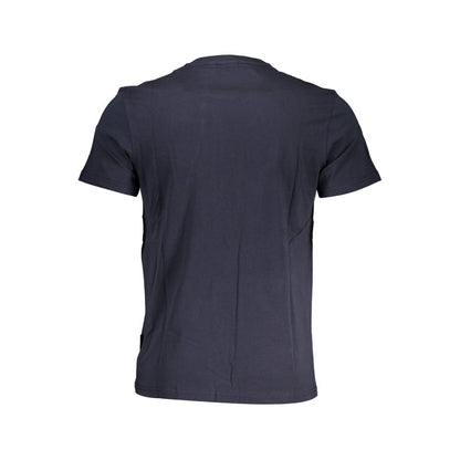 Rear view of Napapijri Blue Cotton Men T-Shirt showing short sleeves and classic crew neck.