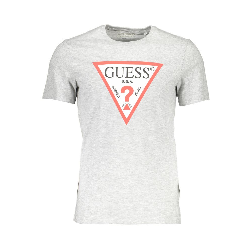 Guess Jeans Brown Cotton Men T-Shirt with bold logo print, crew neck, slim fit, fashion statement, comfortable casual wear.