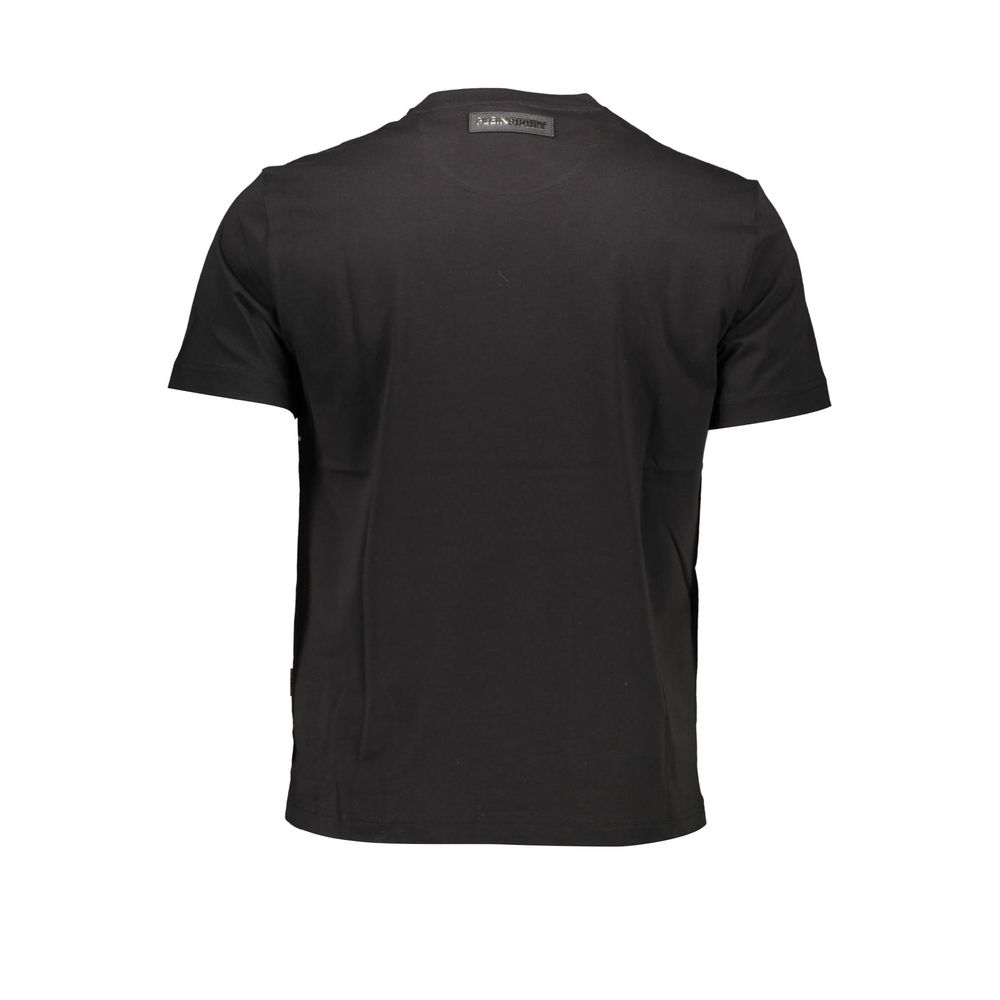 Back view of Plein Sport Black Cotton Men T-Shirt showcasing its sleek design and soft material.