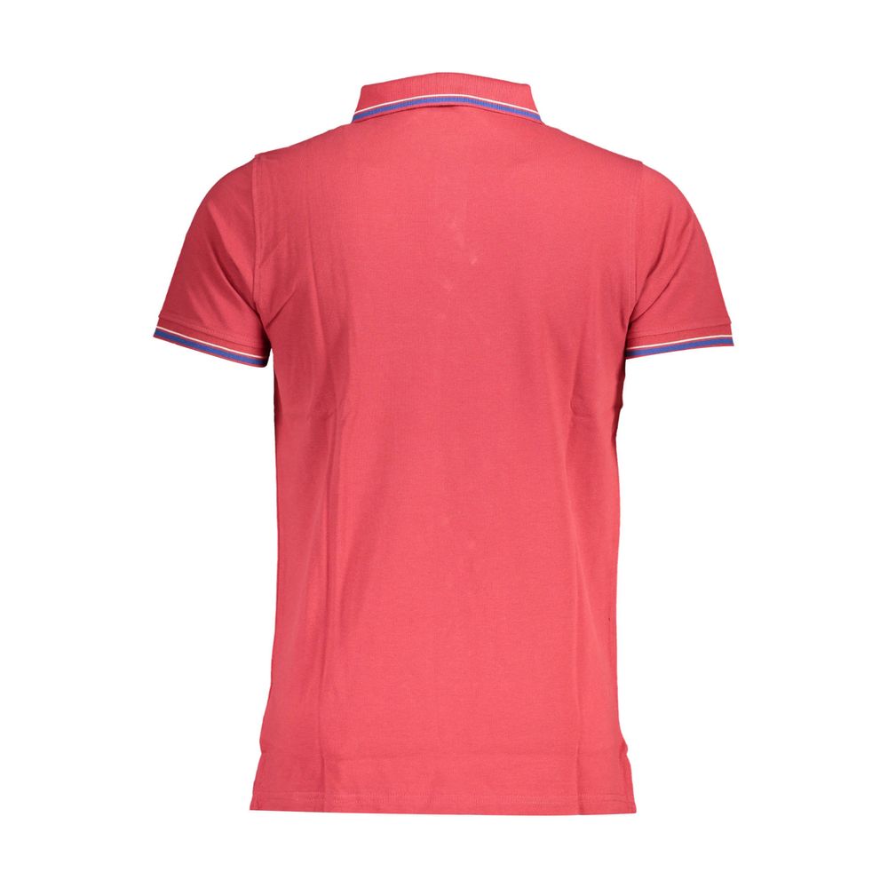 Back view of Norway 1963 Red Cotton Men Polo Shirt with contrasting details.