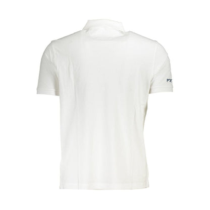 La Martina White Cotton Men Polo Shirt back view with short sleeves and embroidery.