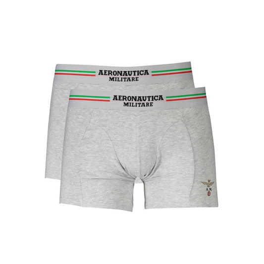Aeronautica Militare Brown Cotton Men Boxer with elastic waistband and logo, bi-pack shown in image.