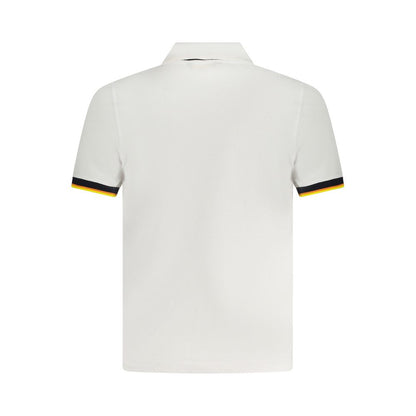 K-WAY White Cotton Polo Shirt with short sleeves, 2 buttons, contrasting details, and logo application. Rear view of the shirt.