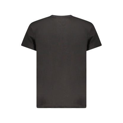 Tommy Hilfiger Black Cotton Men T-Shirt with short sleeves and crew neck, featuring iconic logo embroidery, crafted from eco-friendly fabric.