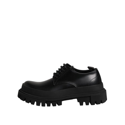 Dolce & Gabbana Black Leather Lace Up Derby Men Dress Shoes