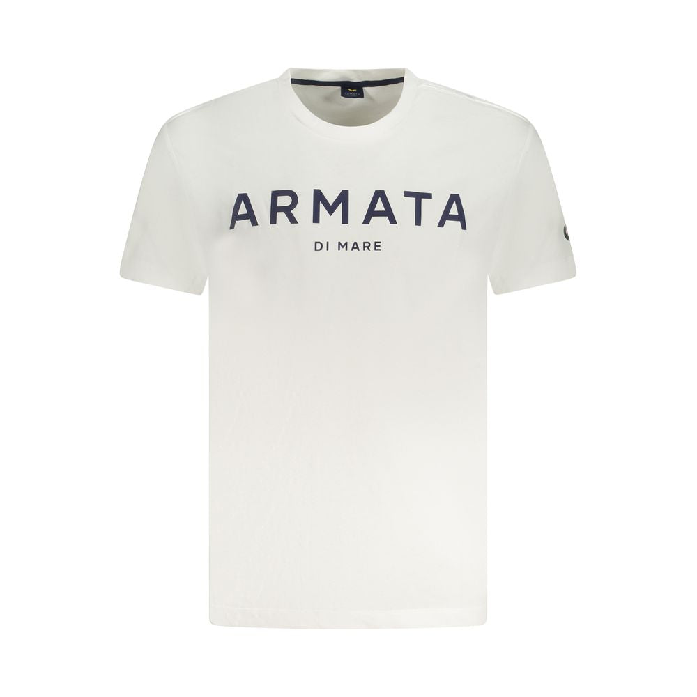 Armata Di Mare White Cotton Men T-Shirt with bold print and logo