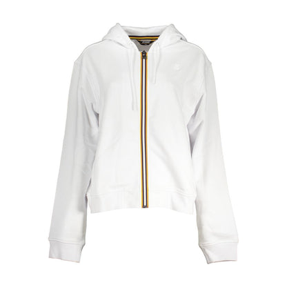 K-WAY White Cotton Women Sweater with hood and iconic logo, featuring contrast details and zip-up design, ideal for casual outfits.