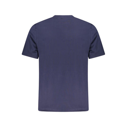 Back view of North Sails Blue Cotton Men T-Shirt showcasing short sleeves and crew neck.