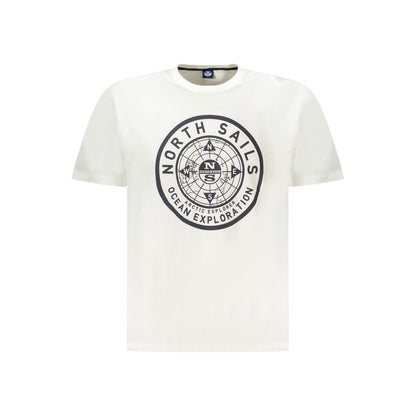 North Sails White Cotton Men T-Shirt with logo and nautical print