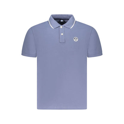 North Sails Blue Cotton Men Polo Shirt with contrasting details and logo