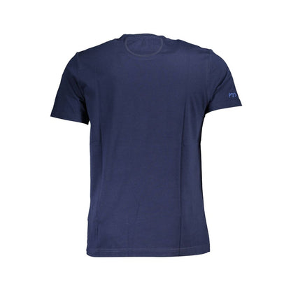 La Martina Blue Cotton Men T-Shirt with short sleeves and crew neck, showcasing a classic look for a stylish casual outfit.