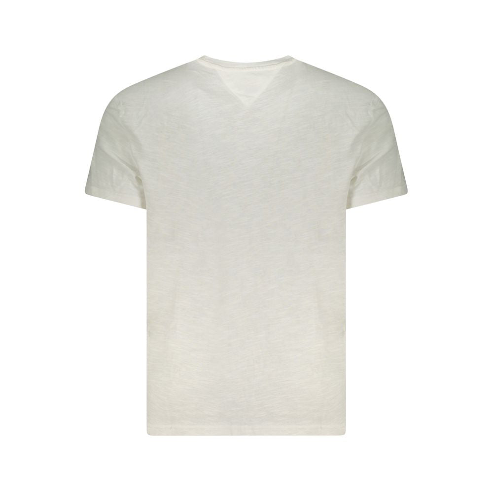 Tommy Hilfiger White Cotton Men T-Shirt, back view showcasing sustainable regenerative cotton material.
