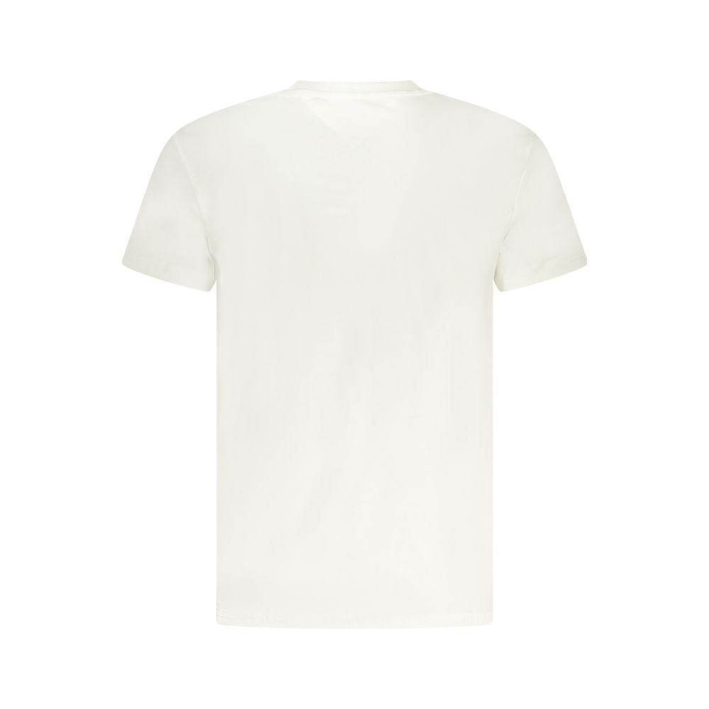 Back view of Tommy Hilfiger White Cotton Men T-Shirt, showcasing crew neck and short sleeves.