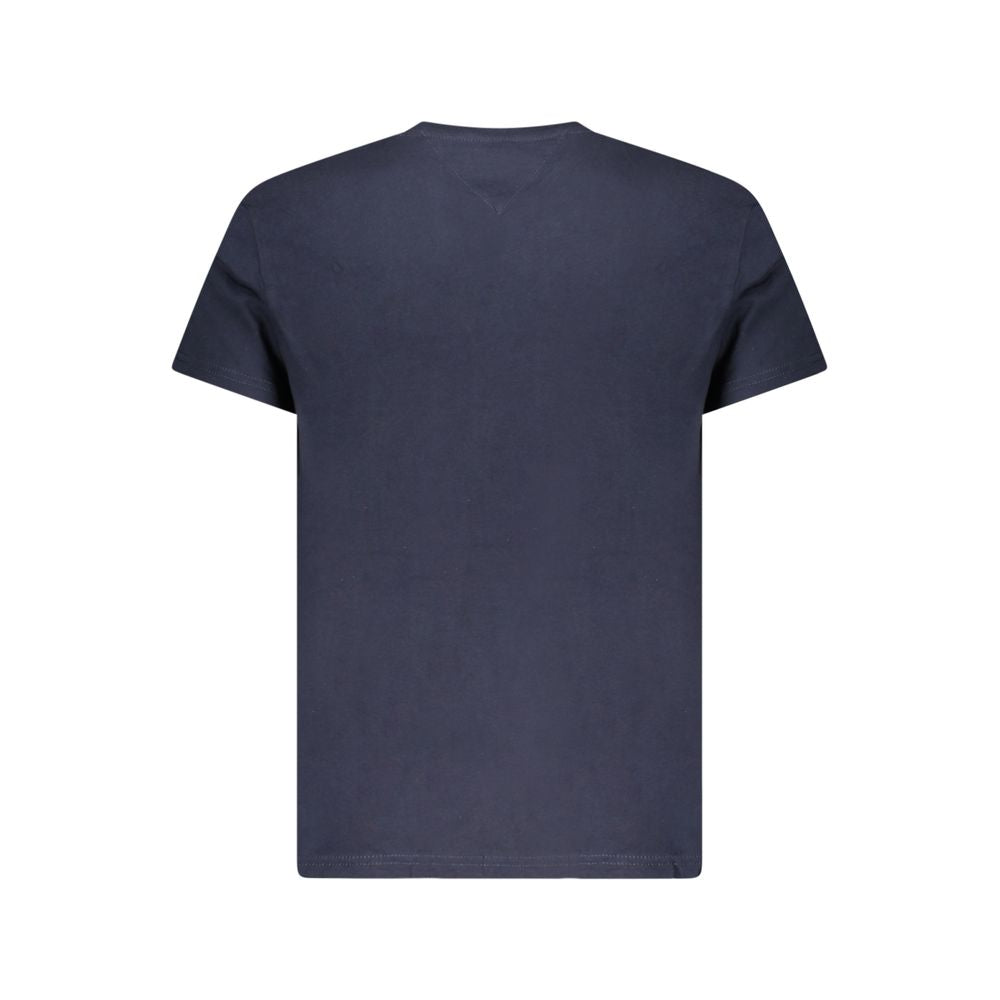 Back view of Tommy Hilfiger Blue Cotton Men T-Shirt with a classic crew neck and short sleeves.