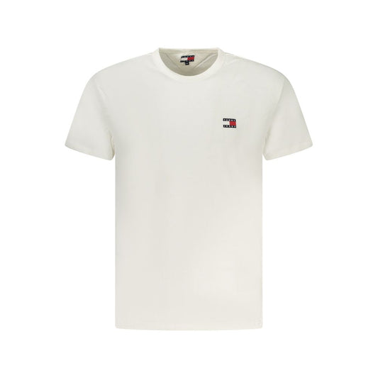 Tommy Hilfiger White Cotton Men T-Shirt with embroidered logo, short sleeves.