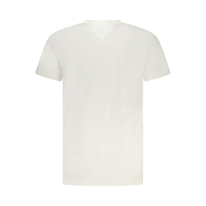 Tommy Hilfiger White Cotton Men T-Shirt, back view showcasing sustainable 95% regenerative cotton fabric.