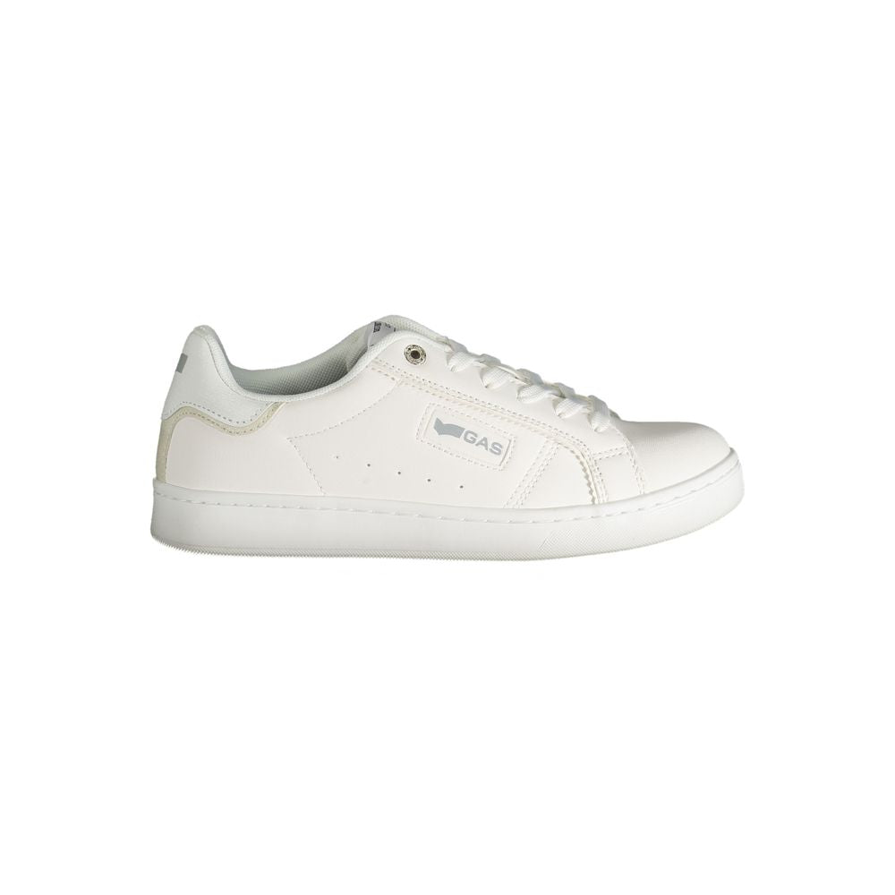 Gas White Polyester Women Sneaker with logo, edgy textures, and contrasting details for a stylish streetwear look.