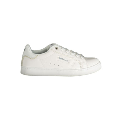 Gas White Polyester Women Sneaker with logo, edgy textures, and contrasting details for a stylish streetwear look.