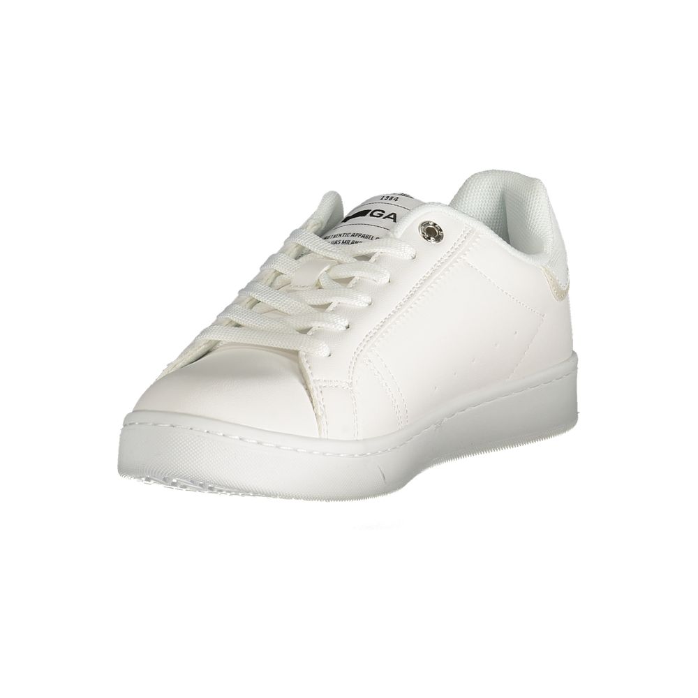 Gas White Polyester Women Sneaker with bold logo and textured design