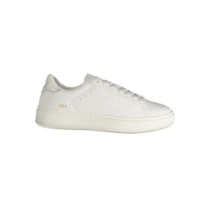 Gas White Polyester Women Sneaker with bold design and silver accents